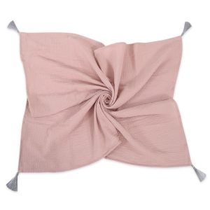 Muslin blanket for kids with tassels - pastel pink