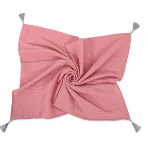 Muslin blanket for kids with tassels - pastel violet