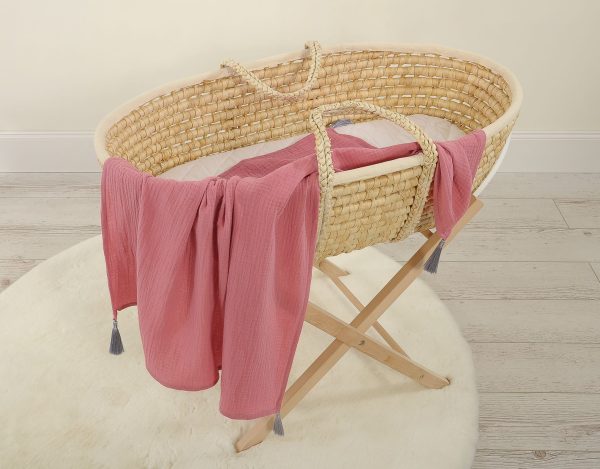 Muslin blanket for kids with tassels - pastel violet - Image 3