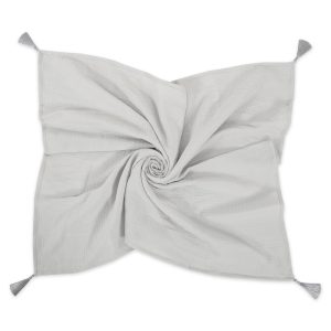 Muslin blanket for kids with tassels - grey