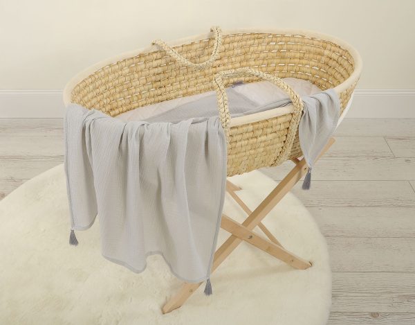 Muslin blanket for kids with tassels - grey - Image 3