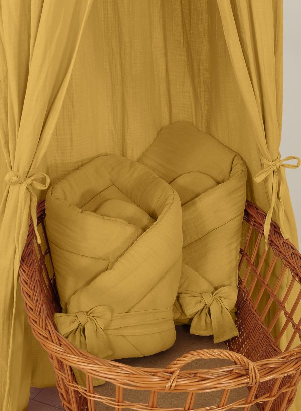 MUSLIN baby nest with bow - honey yellow - Image 2