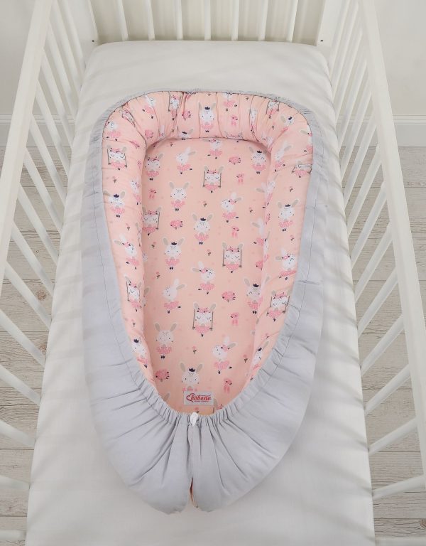 Baby nest double-sided Premium Cocoon for infants BOBONO- ballerinas pink - Image 7