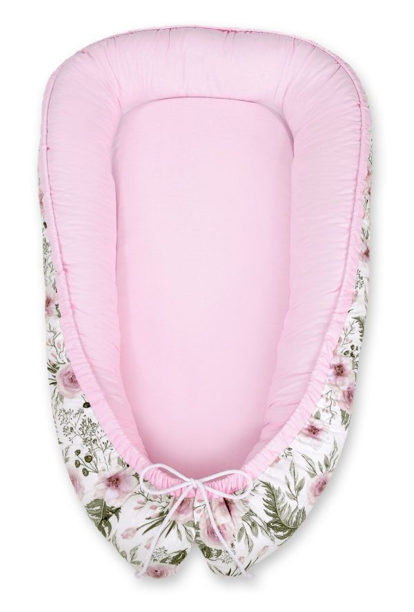 Baby nest double-sided Premium Cocoon for infants MY SWEET BABY- peony flower pink/pink - Image 4