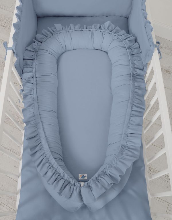 Baby nest Premium Cocoon for infants with a ruffle MY SWEET BABY- pastel blue - Image 4