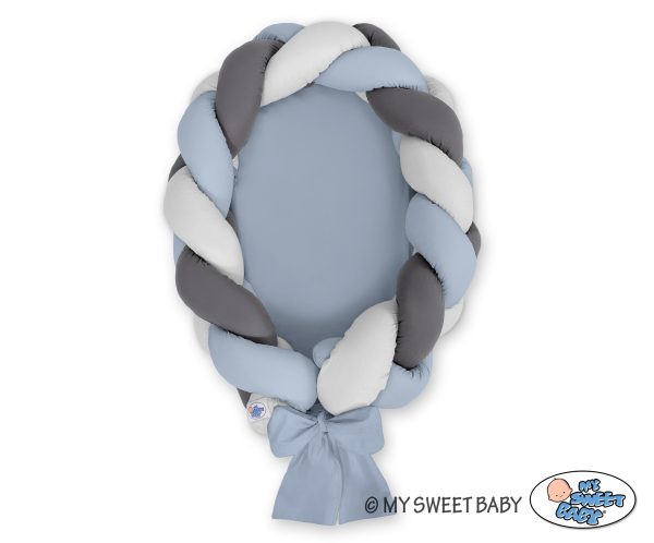 Braided baby nest 2 in 1 - pastel blue - gray - anthracite - Image 2