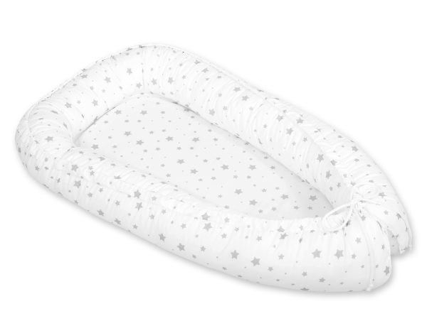 Baby nest double-sided Premium Cocoon for infants BOBONO- mini gray stars - Image 3