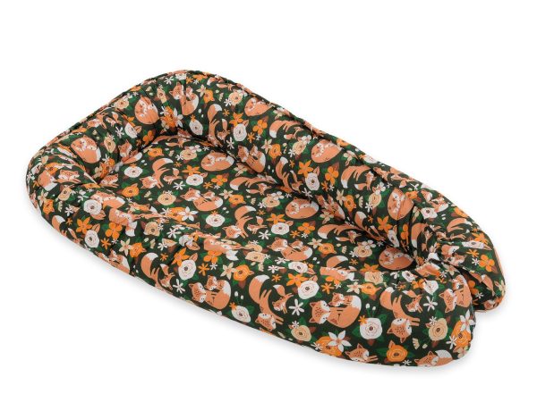 Baby nest double-sided Premium Cocoon for infants BOBONO- fox family on the green - Image 4