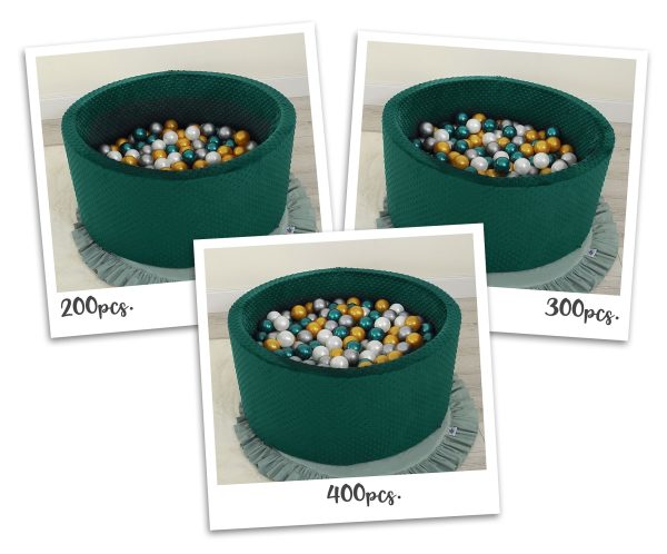 Ball-pit minky H-40 cm with balls 200pcs- bottle green - Image 5