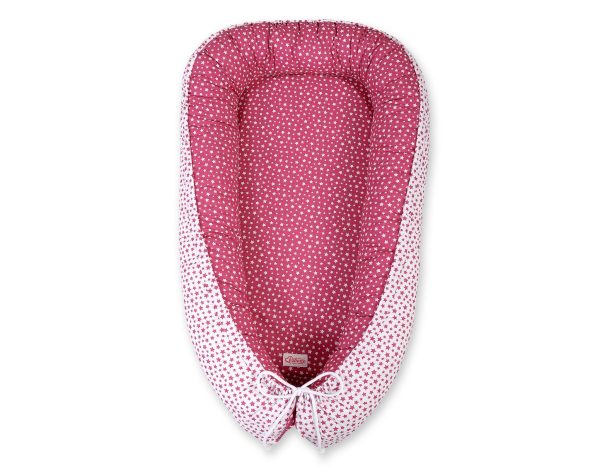 Baby nest double-sided Premium Cocoon for infants BOBONO- wine red stars - Image 4