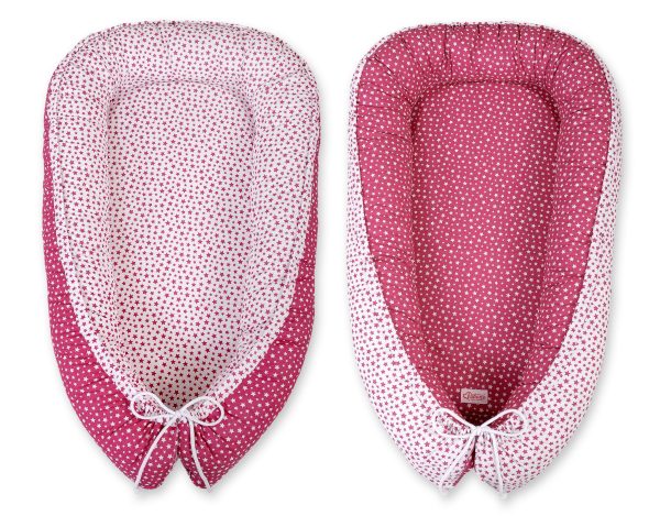 Baby nest double-sided Premium Cocoon for infants BOBONO- wine red stars - Image 5