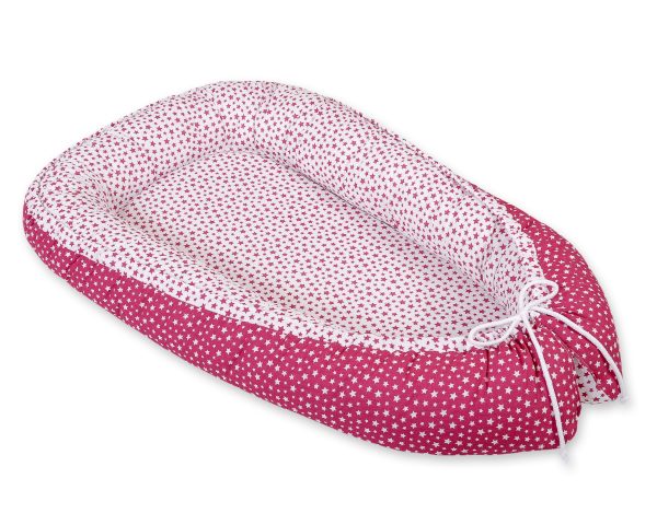 Baby nest double-sided Premium Cocoon for infants BOBONO- wine red stars - Image 6
