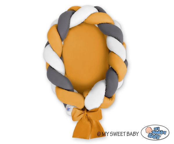 Braided baby nest 2 in 1 - white-honey yellow-anthracite - Image 2