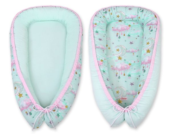 Baby nest double-sided Premium Cocoon for infants BOBONO- moons mint - Image 4