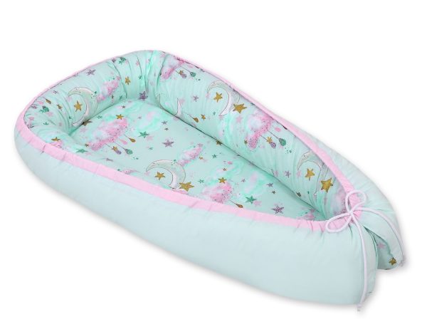 Baby nest double-sided Premium Cocoon for infants BOBONO- moons mint - Image 5