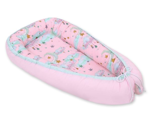 Baby nest double-sided Premium Cocoon for infants BOBONO- moons pink - Image 5