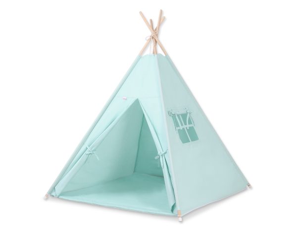 Teepee tent for kids +play mat + decorative feathers  - mint - Image 3