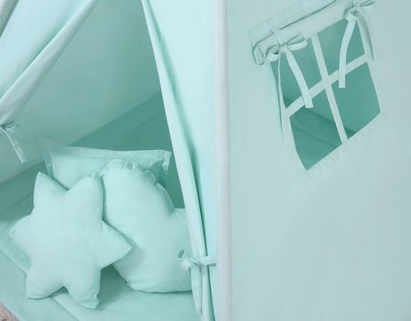 Teepee tent for kids +play mat + decorative feathers  - mint - Image 5