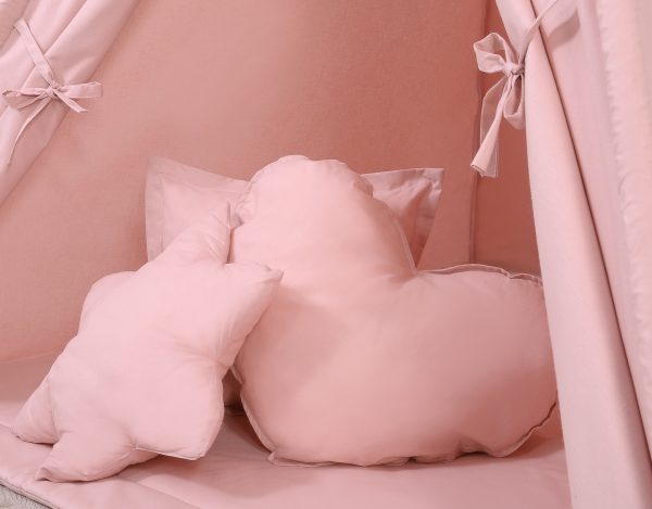 Teepee tent for kids + playmat + pillows + decorative feathers - pastel pink - Image 3