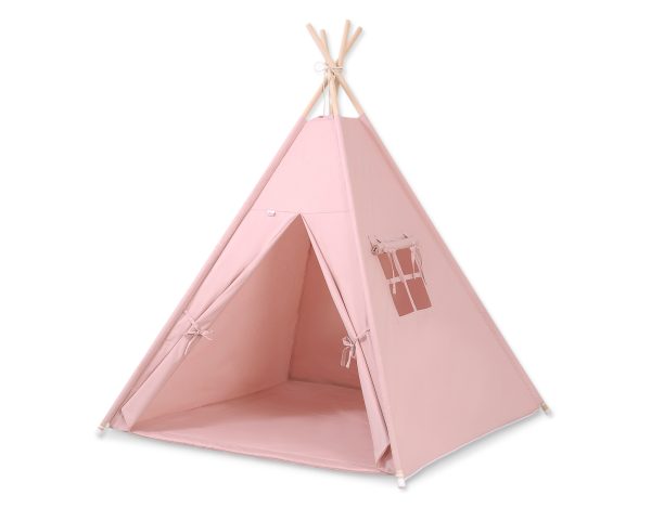 Teepee tent for kids +play mat + decorative feathers - pastel pink - Image 3