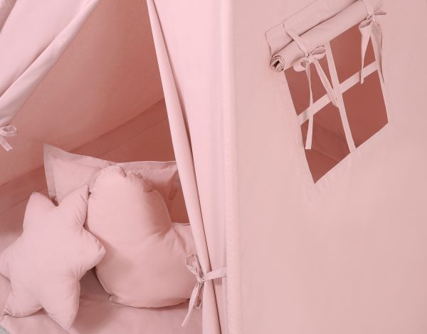 Teepee tent for kids +play mat + decorative feathers - pastel pink - Image 5
