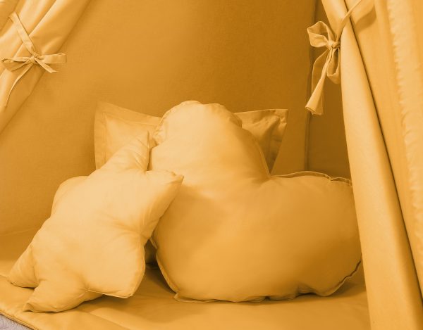 Teepee tent for kids + playmat + pillows + decorative feathers - honey yellow - Image 3