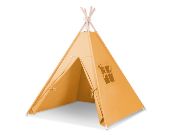 Teepee tent for kids for kids + decorative feathers - honey yellow - Image 2