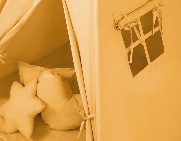Teepee tent for kids for kids + decorative feathers - honey yellow - Image 5