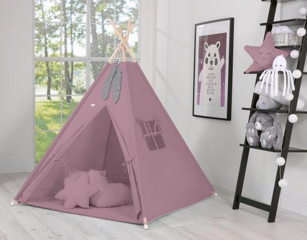 Teepee tent for kids + decorative feathers - pastel violet - Image 4