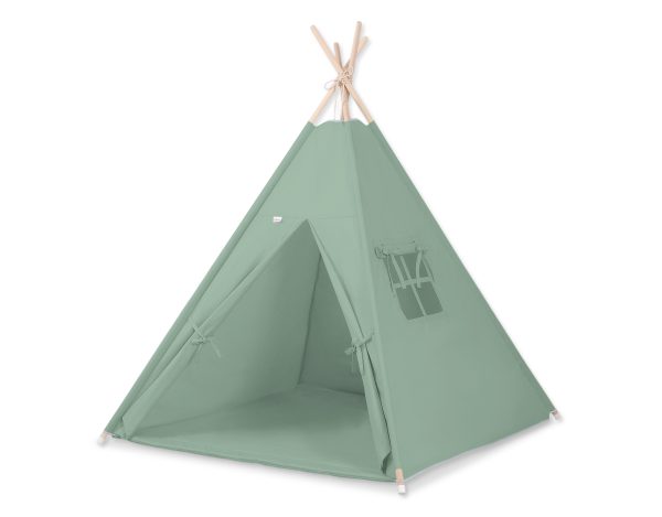 Teepee tent for kids +play mat + decorative feathers - pastel green - Image 3