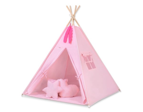 Teepee tent for kids + decorative feathers - pink - Image 3