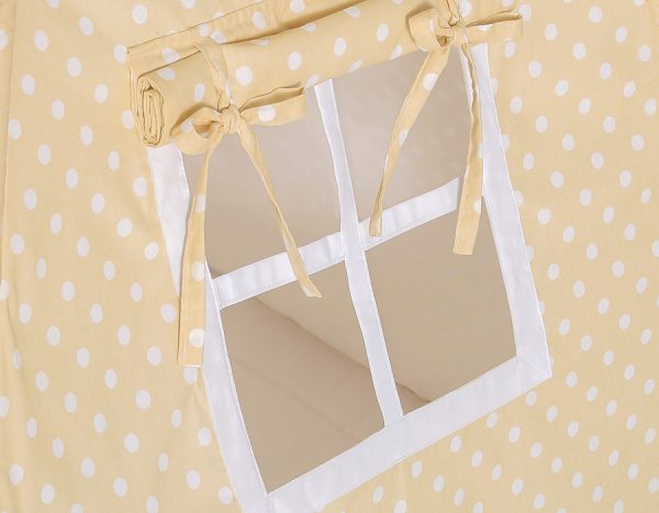 Teepee tent for kids + decorative feathers - White dots on beige - Image 3