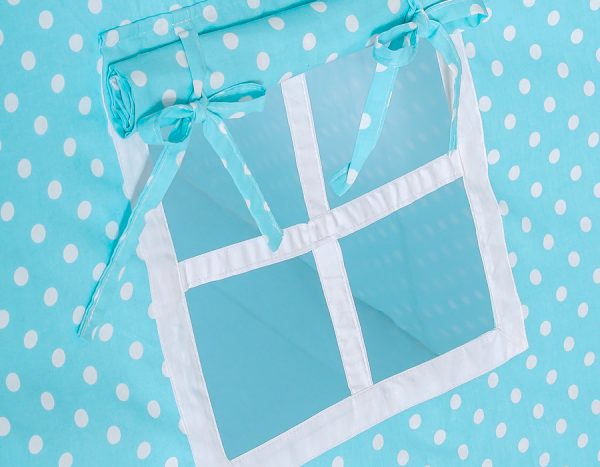 Teepee tent for kids + decorative feathers - White dots on turquoise - Image 3
