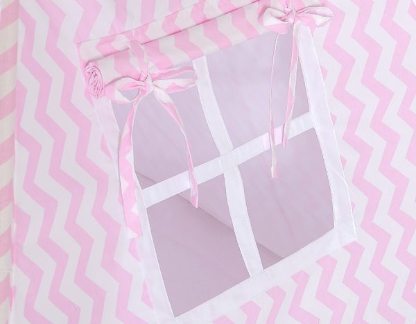Teepee tent for kids +play mat + decorative feathers - Chevron pink - Image 4