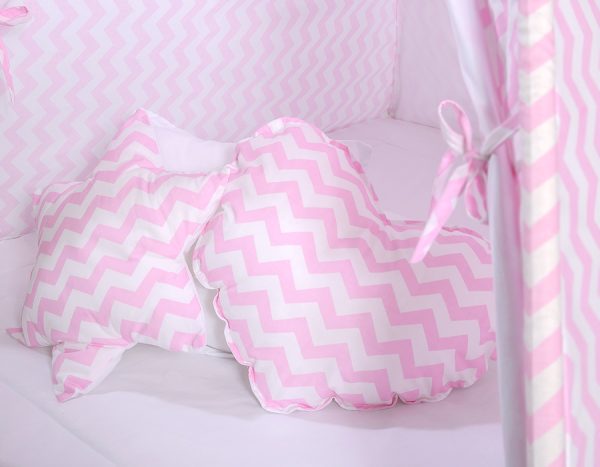 Teepee tent for kids + playmat + pillows + decorative feathers - Chevron pink - Image 3