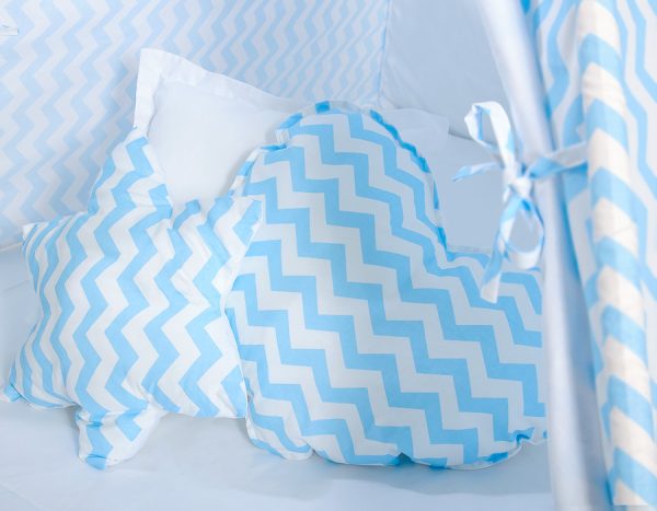 Teepee tent for kids + playmat + pillows + decorative feathers - Chevron blue - Image 3
