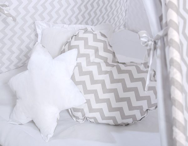Teepee tent for kids + playmat + pillows + decorative feathers - Chevron grey - Image 3