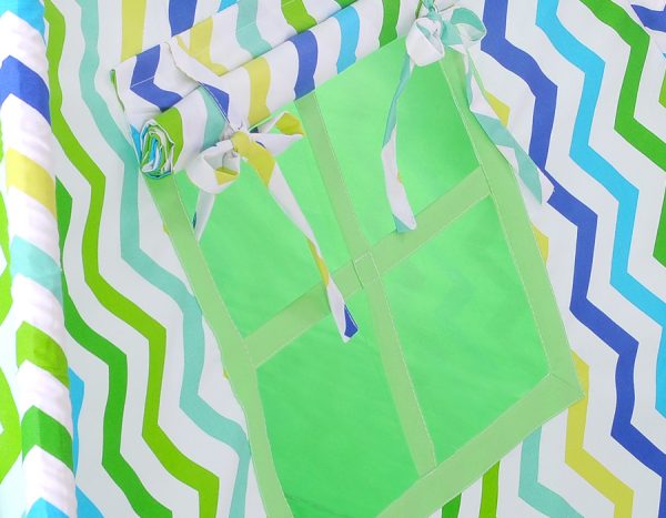 Teepee tent for kids + decorative feathers - Chevron green-blue - Image 3