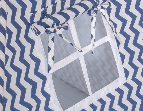 Teepee tent for kids + decorative feathers - Chevron navy blue - Image 3