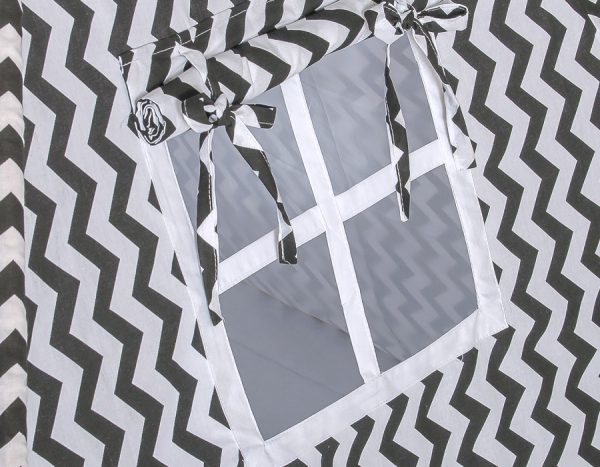 Teepee tent for kids +play mat + decorative feathers - Chevron black - Image 4