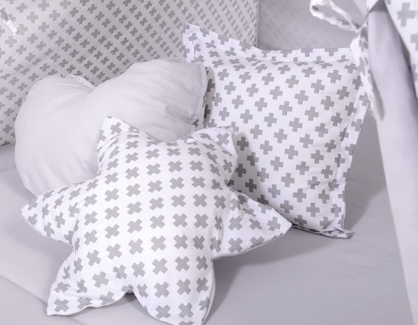 Teepee tent for kids + decorative feathers - Gray cross pattern - Image 4