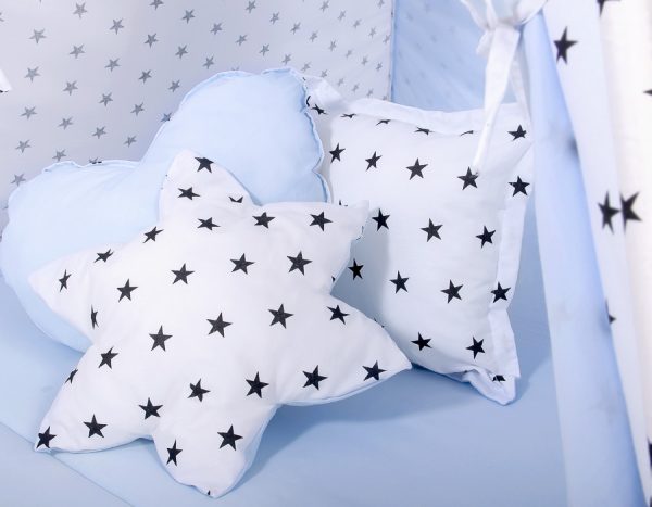 Teepee tent for kids + playmat + pillows + decorative feathers - Black Stars/blue - Image 3