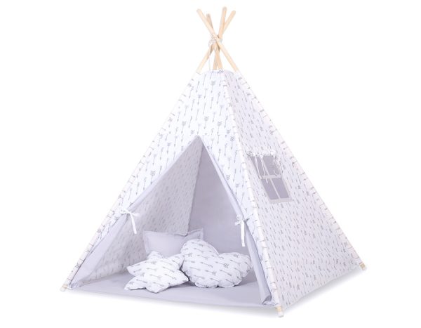 Teepee tent for kids + decorative feathers - Grey arrows - Image 2