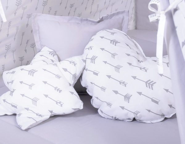 Teepee tent for kids + playmat + pillows + decorative feathers - Grey arrows - Image 3