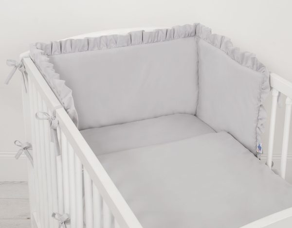 Universal baby bed bumper with frill - grey - Image 2