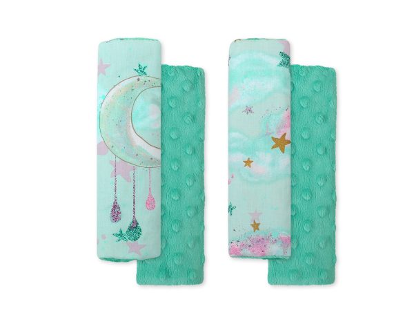Double sided pads BOBONO for seat belts - moons mint