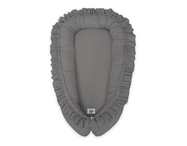 Baby nest Premium Cocoon for infants with a ruffle MY SWEET BABY- anthracite - Image 3
