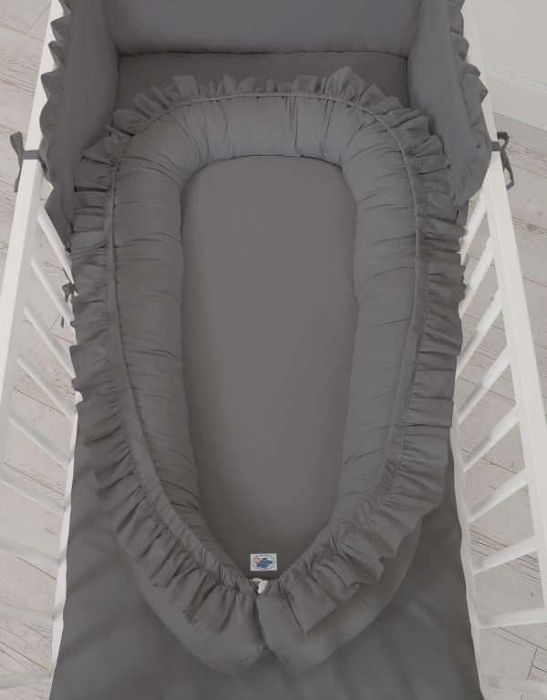 Baby nest Premium Cocoon for infants with a ruffle MY SWEET BABY- anthracite - Image 4