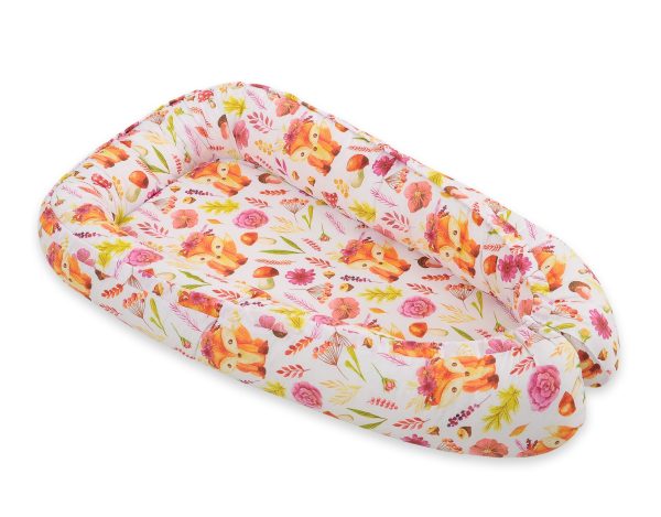Baby nest double-sided Premium Cocoon for infants BOBONO- fox in a wreath - Image 4