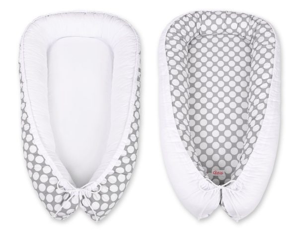 Baby nest double-sided Premium Cocoon for infants BOBONO- white dots/white - Image 5